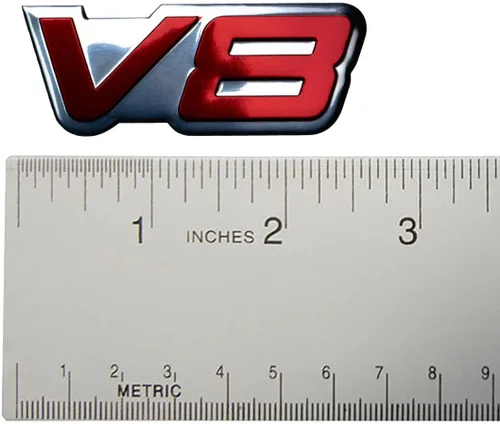 Vista 4 de Combo rojo sobre negro 454 y rojo sobre plata V8 altamente pulido de aluminio en relieve, placa de identificación compatible con 454 V8 Chevy