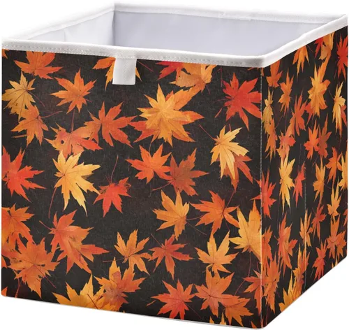 Vista 11 de Bolaz Organizadores de armario con hojas de otoño, conos de pino, cubos de almacenamiento, cestas para estantes para el hogar, habitación, oficina