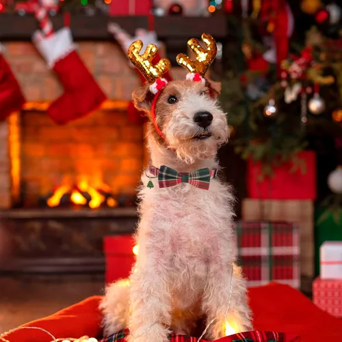 Vista 3 de PTDECOR Collar de Navidad para perro con lazo, ajustable a cuadros rojos y verdes con corbatín extraíble, collares de Navidad para perros pequeños