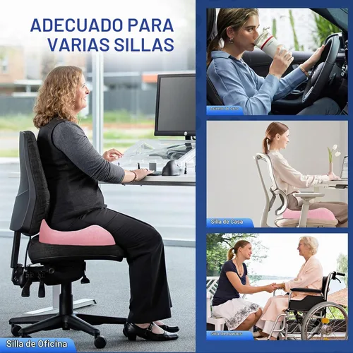 Vista 9 de Cojín de asiento de espuma viscoelástica extra grande para silla de oficina, para apoyo de espalda, alivio de la ciática y el coxis, cojín