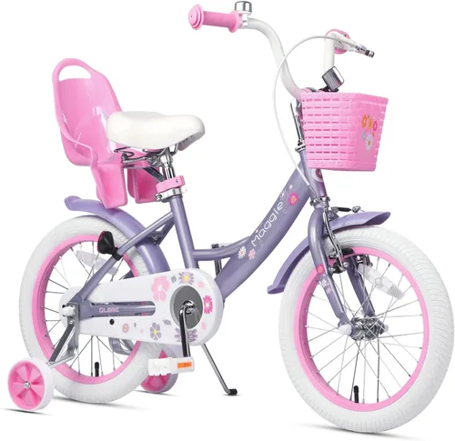 Vista 27 de Glerc Maggie Girls Bike, 12-20 Inch Kids Bike for 2-13 Years Old Children, Princess Style Kids Bicycle with Doll-Seat & Basket & Training Wheels