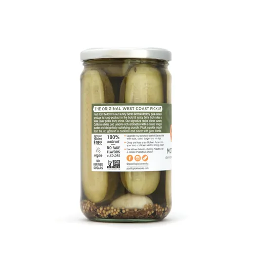 Vista 4 de Mother's Puckers – Eneldo de ajo clásico estilo casero – Mitades de pepinillo gourmet crujientes y crujientes – sin OMG, Kosher, sin azúcar, tarro