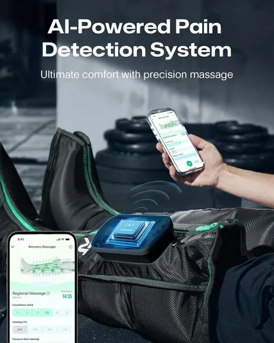 Vista 5 de UREVO Smart Leg Recovery PT Pro, tecnología patentada de masaje con tecnología de masaje recargable inalámbrica de compresión de aire