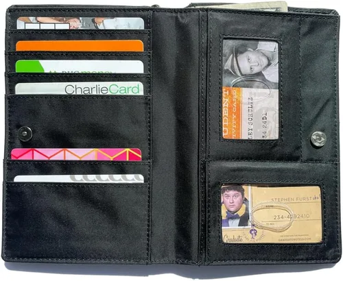Vista 10 de Big Skinny MyPhone - Cartera delgada con bloqueo RFID para mujer, tamaño grande, con capacidad para hasta 20 tarjetas, azul océano