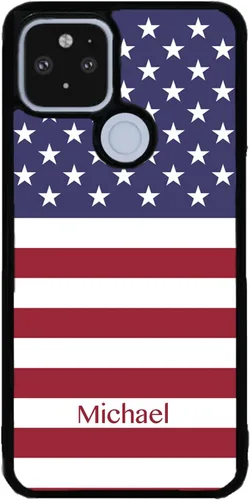 Vista 9 de Funda de goma negra personalizada con diseño de estrellas y rayas de la bandera estadounidense compatible con Google Pixel 10, 10 Pro, 10 Pro XL
