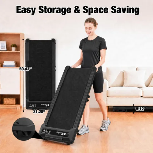 Vista 6 de Caminadora plegable compacta para oficina en casa y espacios pequeños Negro