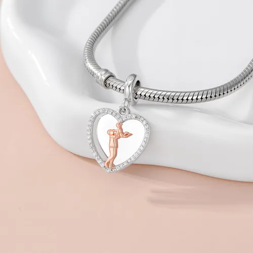 Vista 64 de PROESS Dije para padre, madre e hija, pulsera de plata de ley para pulseras, regalos de cumpleaños, día de San Valentín, para hija, madre, amante