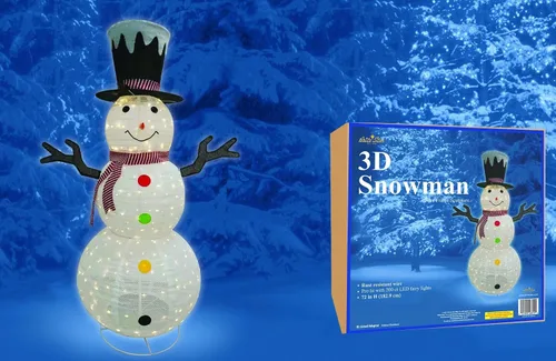 Vista 3 de Brite Star - Muñeco de nieve iluminado de 6 pies, con sombrero y bufanda