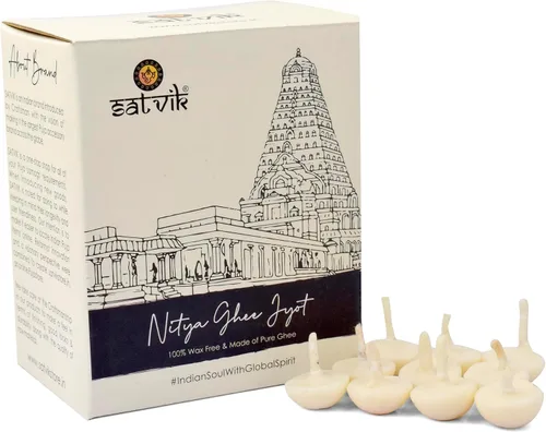 Vista 6 de SATVIK Pure Ghee Mechas – 30 piezas en 1 caja de mechas de algodón Hasta 30 mints de tiempo de combustión Ideal para Pooja hindú – Sin cera
