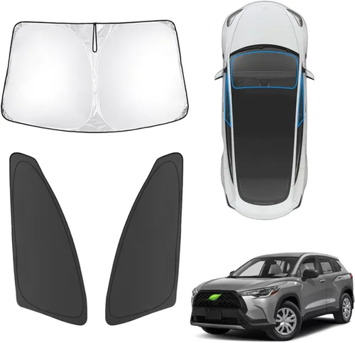 Vista 8 de Karltys - Set de 3 parasoles para parabrisas para Nissan Titan 2020-2025, parabrisas frontales y laterales reflectantes con ajuste personalizado