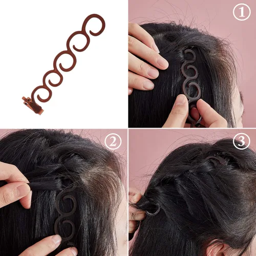 Vista 3 de WILLBOND 14 piezas de herramientas de trenzado de cabello, kit de accesorios de peinado con mini bandas de goma para cabello francés, herramienta