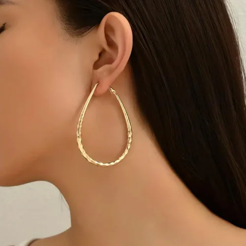 Vista 7 de Pendientes de aro ligeros con forma de lágrima para mujer