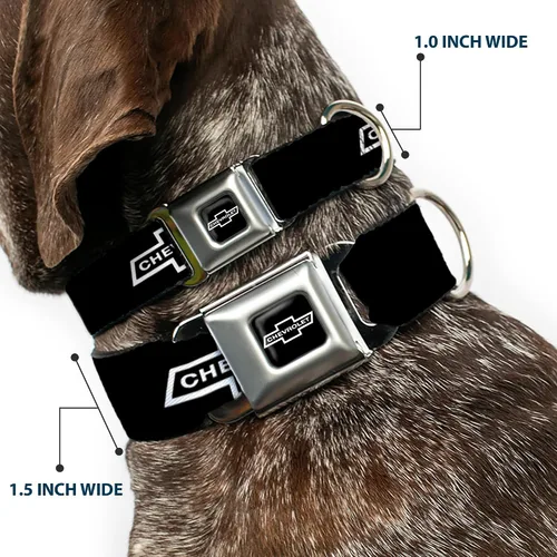 Vista 2 de Buckle-Down DC-WCH044-S Collar de perro CHAX-1965 CHAX-1965 CHEVROLET Bowtie a todo color negro/blanco, pequeño 1965 Chevrolet Bowtie - Anillo