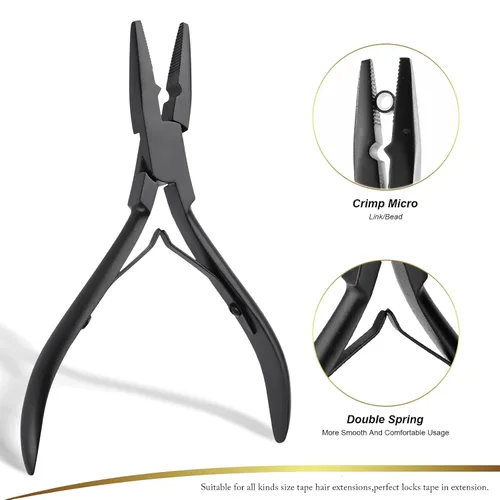 Vista 2 de EHDIS Alicates de extensión de cabello, alicates multifuncionales de microenlaces, herramienta de extensión de cabello para microenlace, micro
