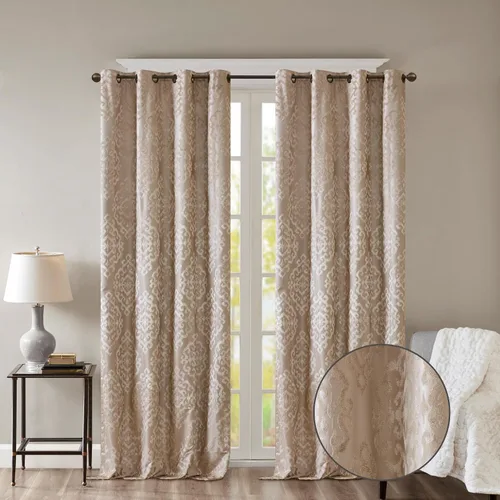 Vista 18 de Sun Smart Amelia - Cortina de oscurecimiento total jacquard con diseño paisley para dormitorio, panel individual de lujo para ventana de sala