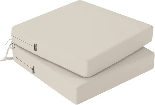 Vista 20 de idee-home Juego de 2 cojines para sillas de exterior, cojines de asiento impermeables para muebles de patio, almohadilla de repuesto para silla
