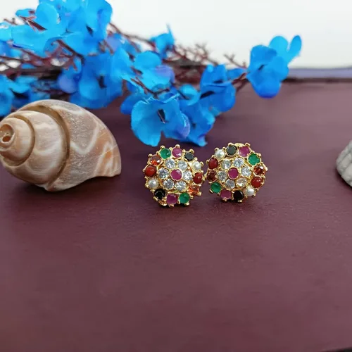 Vista 2 de Efulgenz Indian Earrings for Women Indian Bollywood Designer Traditional CZ Stud Earrings Jewelry for Women and Girls Christmas Gifts for Women