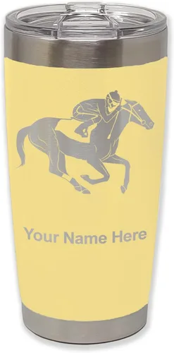 Vista 41 de LaserGram Vaso aislado al vacío de 20 onzas, carreras de caballos, grabado personalizado incluido (negro)