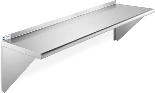 Vista 11 de GRIDMANN Estante de montaje en pared de acero inoxidable de 12 x 24 pulgadas con protector contra salpicaduras, grado comercial, estantería