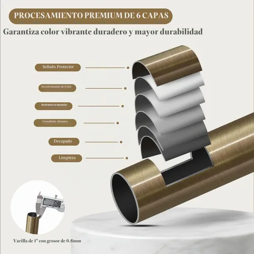 Vista 5 de Oneach Barras de cortina resistentes para ventanas de 28 a 48 pulgadas, barra de cortina de bronce antiguo de 1 pulgada, barra de longitud ajustable