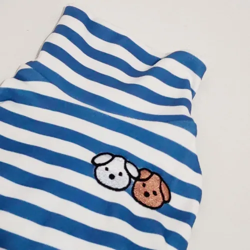 Vista 7 de Suéter de cuello alto para perro, lindo bordado de perrito, sudadera súper suave para perro, camisa para perro, suéter elástico a rayas para Raya