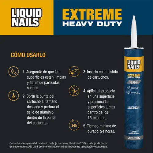 Vista 9 de Liquid Nails - 414607 LN-907 Adhesivo de construcción de servicio pesado Blanco