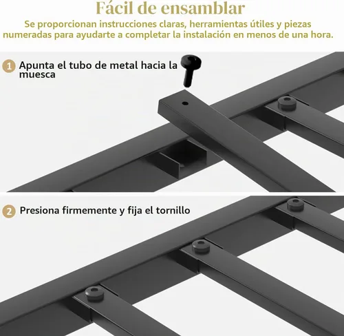 Vista 7 de LOEWAY Marco de cama de metal individual con cabecero y estribo clásicos