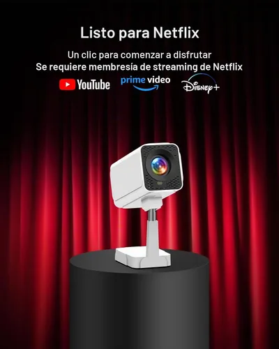 Vista 2 de 【Licencia de Netflix e integrado】Proyector inteligente WiFi PANSEBA con soporte telescópico, 4K compatible con 300 pulgadas HD proyector