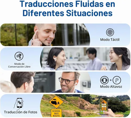 Vista 4 de ANFIER Auriculares de traducción M3 AI en tiempo real, dispositivo de traductor de idiomas en 144 idiomas, 3 en 1 sin conexión de dos vías