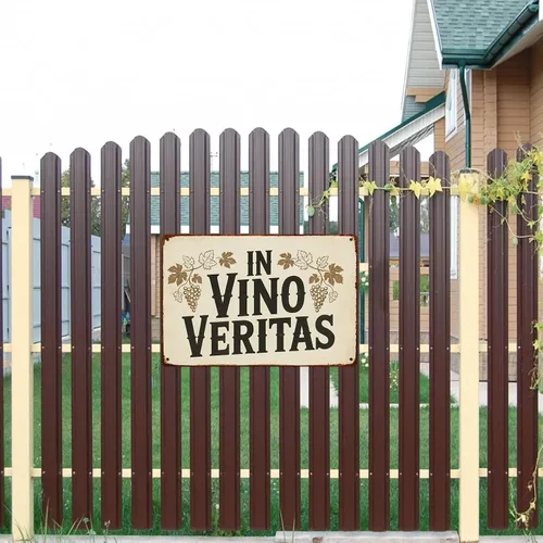 Vista 7 de Letrero de metal retro con texto en inglés «In Vino Veritas Vines» para garaje, hombre, cueva, baño, dormitorio, granja, inspirador, arte de pared