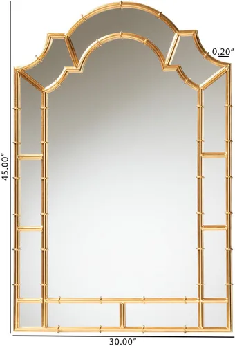 Vista 4 de Baxton Studio Espejo de pared de metal dorado antiguo Bedivere