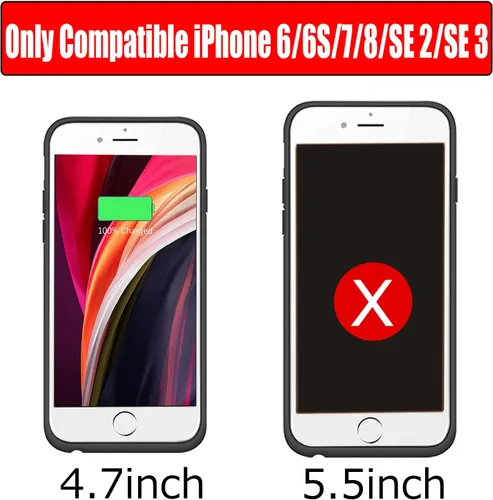 Vista 2 de Funda de batería para iPhone 6/6s/7/8/SE 2/SE 3, 10000mAh mejorada de alta capacidad, portátil, funda de carga protectora compatible con iPhone