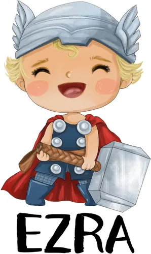 Vista 6 de Impresión personalizada de bebé Thor Boy acuarela superhéroe guardería sin marco