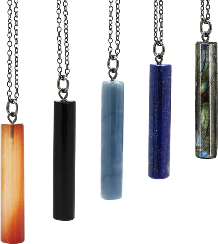 Vista 6 de Gempires - Collar con colgante de corazón natural y barra con cordón adicional, joyería hecha a mano, cadena ajustable de 18 + 2 pulgadas