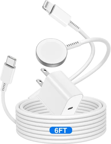 Vista 7 de Cable de carga USB C mejorado para Apple Watch, [certificado Apple MFi], cable de carga magnético para iWatch de 6 pies, cable de carga tipo C 2