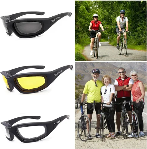 Vista 5 de (3 PCS) Gafas para Montar Motocicleta con Almohadillas de Espuma, Gafas Protectoras con Protección UV Anti-Viento A Prueba de Polvo, Gafas de Sol