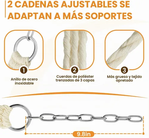 Vista 6 de Lazy Daze Hammocks Hamaca de tela acolchada doble de 12 pies con barra separadora y almohada desmontable, hamaca para 2 personas para exteriores