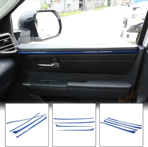 Vista 6 de Aunginsy Tiras de Moldura Interior para Puerta de Coche Compatible con Toyota Tundra 2022 2023 2024 2025 Camioneta Pickup, Moldura Decorativa