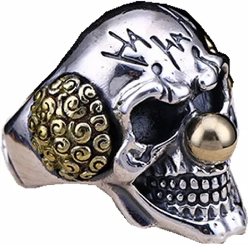 Vista 4 de Anillo de calavera gótica para hombre, punk demonio cráneo payaso payaso Rock Joker payaso cráneo Halloween anillo para niños
