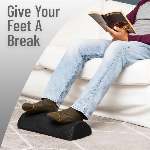 Vista 7 de Mind Reader Reposapiés, debajo del escritorio en el trabajo, ergonómico, oficina, espuma, negro
