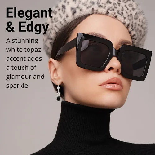 Vista 2 de Shop LC Black Tourmaline Earrings in 925 Sterling Silver - Tourmaline Crystal Dangle Leverback Earrings for Women Jewelry Birthday Gifts for Women