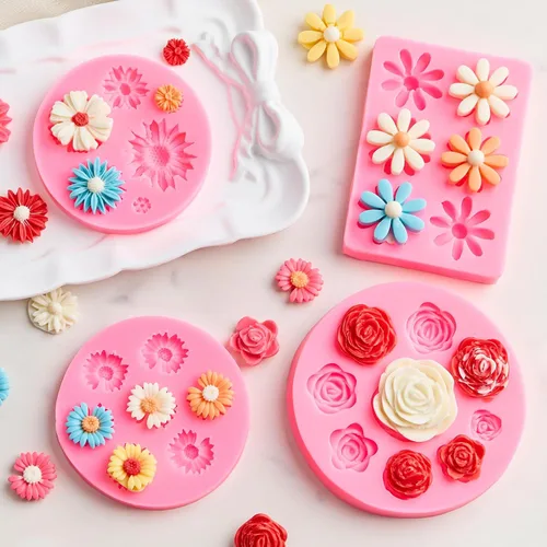 Vista 5 de Puyeipt Moldes de silicona para fondant, paquete de 4