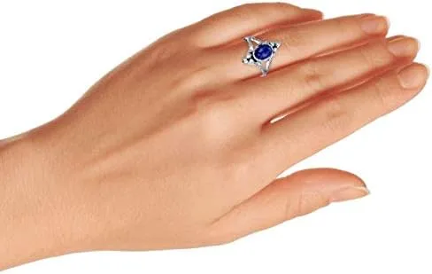 Vista 5 de Anillo de piedra lunar de lapislázuli estilo balinés estilo balinés ovalado para mujer plata de ley 925