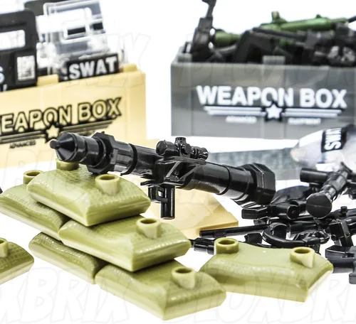 Vista 3 de BloxBrix - 130 piezas de armas-ametralladoras-rifles compatibles con las principales marcas Minifigures-add-ons-Militarybase-Toy-Soldiers-Police