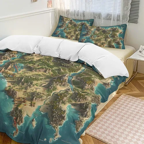 Vista 14 de World - Juego de funda de edredón tamaño matrimonial, juego de funda de edredón supersuave de artes visuales, juego de ropa de cama de microfibra