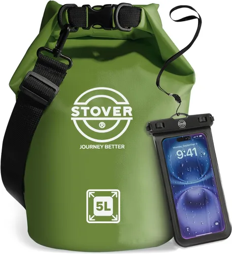 Vista 41 de STOVER 5/10/25/30/40/55L Waterproof Dry Bag- Roll-Top Backpack w/Phone Case- Kayaking, Hiking, Camping, Boating- Men/Women