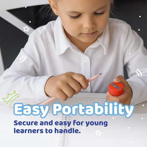 Vista 2 de Neliblu Sacapuntas – Sacapuntas de plástico para niños con cuchillas de metal – Sacapuntas manual portátil y de colores – Esencial para el regreso a
