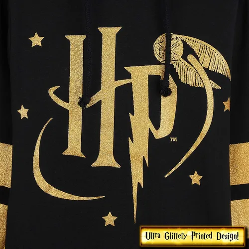 Vista 5 de Harry Potter Sudadera con capucha para niñas y adolescentes Hogwarts suave negrodoradorojo con cremallera