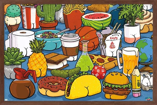 Vista 10 de Trends International Brian Cook: Butts on Things - Póster de pared de alimentos, 22.4 pulgadas de largo x 14.7 pulgadas, versión enmarcada de madera