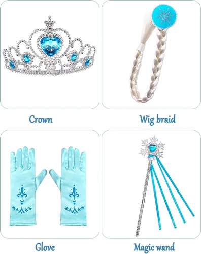 Vista 4 de Esvaiy Girls Princess Elsa Dress Costume - Luxury Sequin Halloween Birthday Party Dress Up Kids 2t 3t 4t 5t 6t 7t 8t